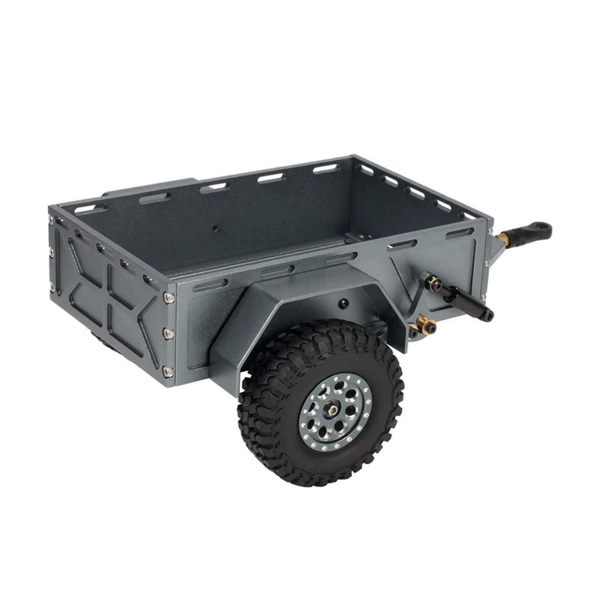 Aluminum Alloy 1/18 Utility Trailer with Tow Hook for Small RC Crawler TRX4M Bronco Defender K10 High Trail Scale Accessories