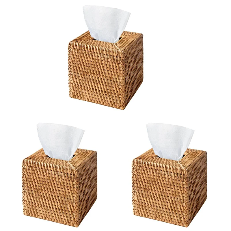 

YLS-3X крышка коробки для салфеток из ротанга, квадратный плетеный держатель ручной работы для салфеток для лица, для гостиной в ванной комнате, держатели для салфеток