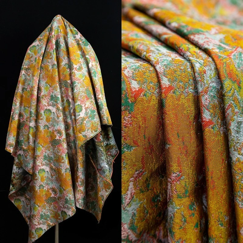 

Винтажная жаккардовая ткань с цветочным принтом для нового китайского стиля, куртка Cheongsam, жилет, одежда ручной работы, дизайнерская ткань для шитья своими руками на метр