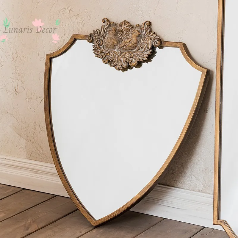 Vintage European Style Wall Hanging Mirror Multi-use Makeup Mirror for Bathroom Vanity Toilet Home Decoration