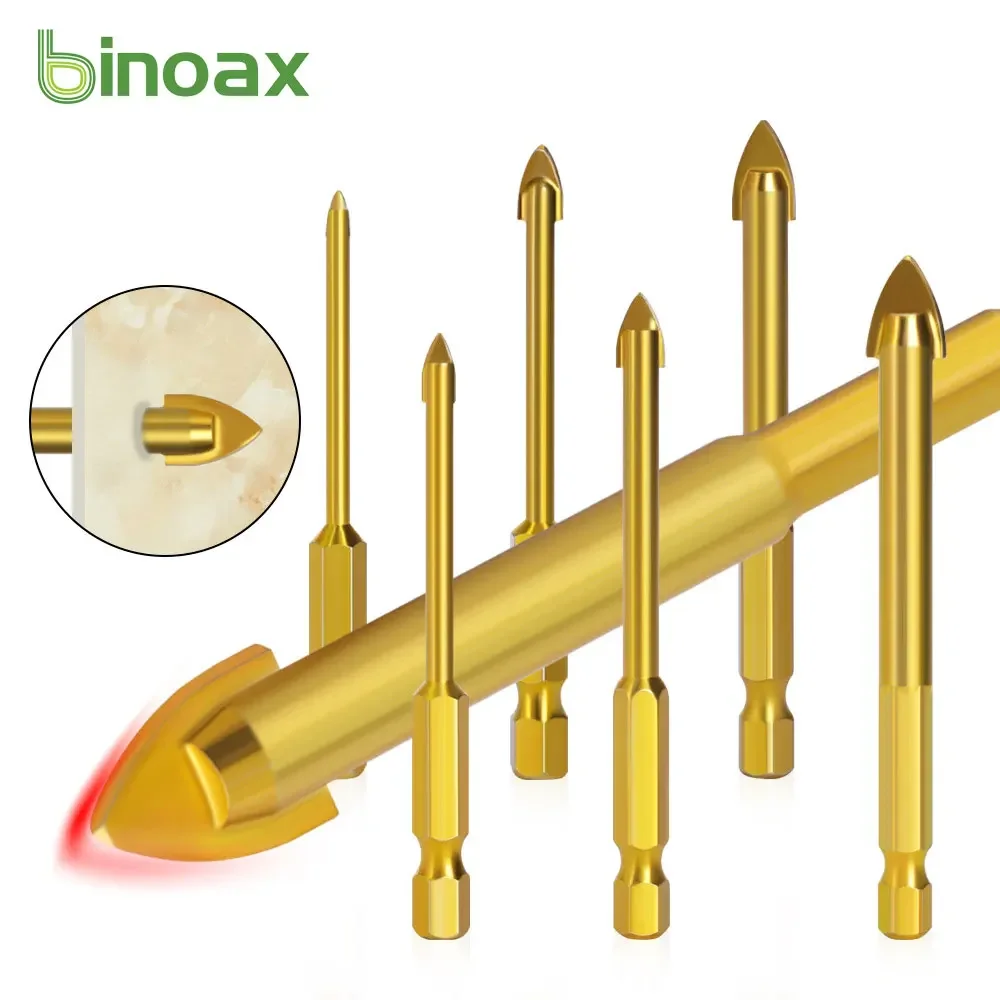 Binoax 5Pcs Glass Drill Bits Set Ceramic Tile Cutter 1/4" Hex Shank 3/4/6/8/10mm