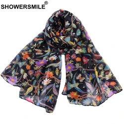 Lenço com estampa de flores para mulheres showersmile, primavera-outono, lenços coloridos para mulheres, cachecol feminino