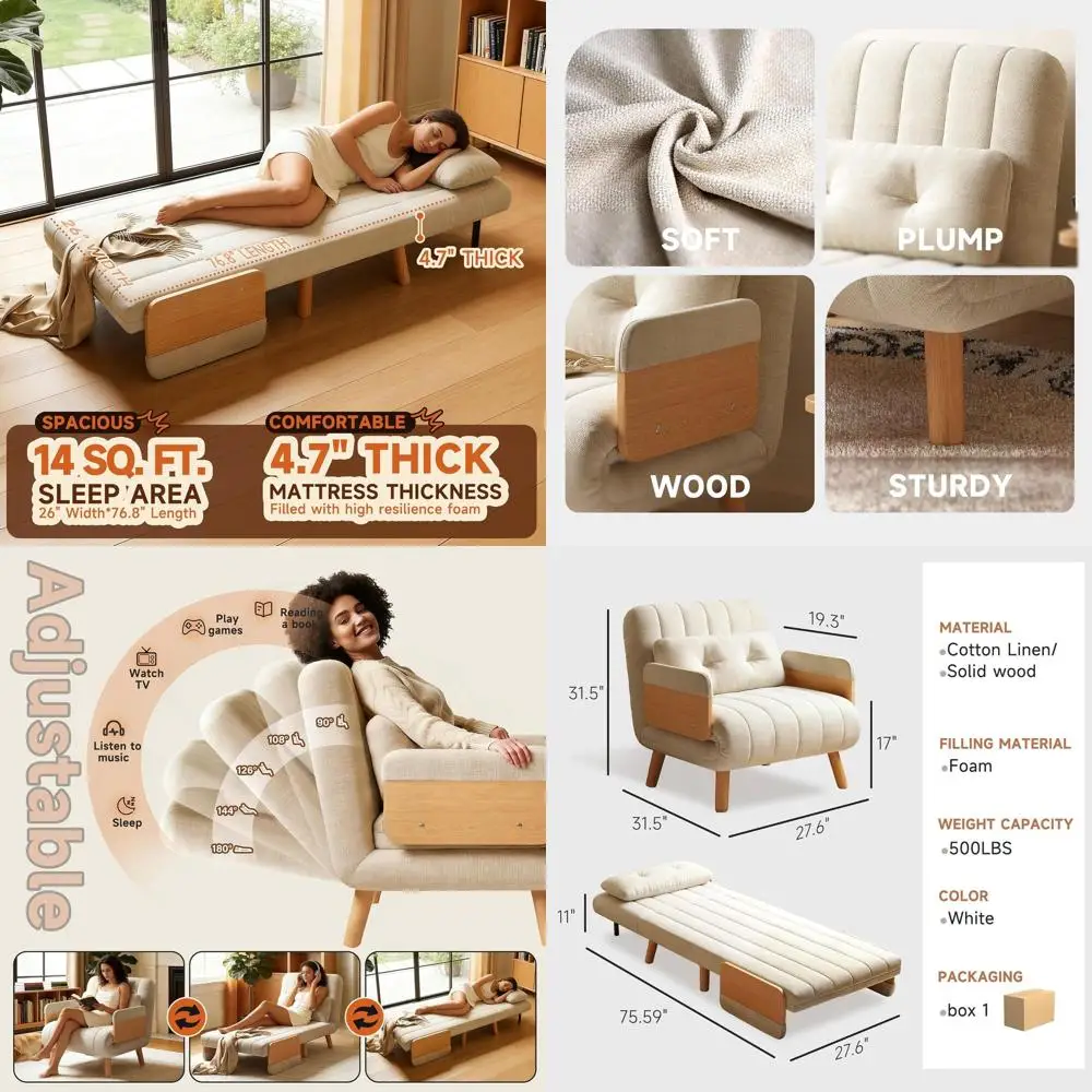 

Раскладной диван-кровать с регулируемой спинкой для небольших помещений, общежитий и гостиных