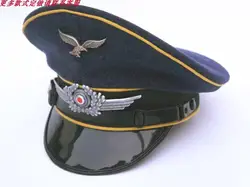 Luftwaffe duży żołnierz wełniany kapelusz z rondem z prawdziwym skórzanym rondem