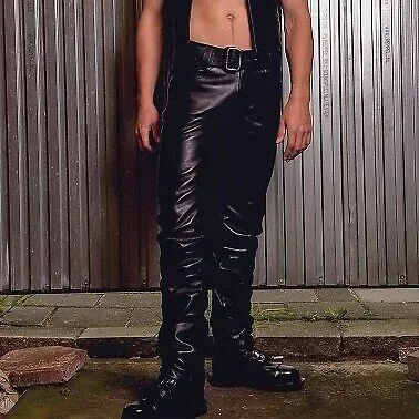 Fashion men\'s leather pants locomotive punk style pants for men winter mens clothes plus size mens pants