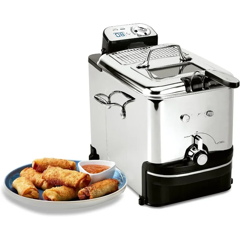 

Electrics Stainless Steel Deep Fryer with Basket 3.5 Liter Oil Capacity, 2.6 Pound Food Capacity 1700 Watts Dishwasher Safe