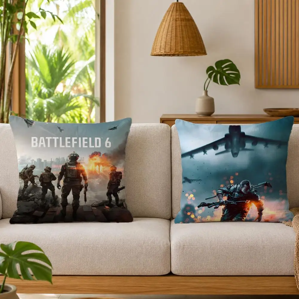 Video Game B-battlefield 6 Cushion Cover Organic Linen Square Pillow Case Durable Non-Allergenic And Kind To Skin 3