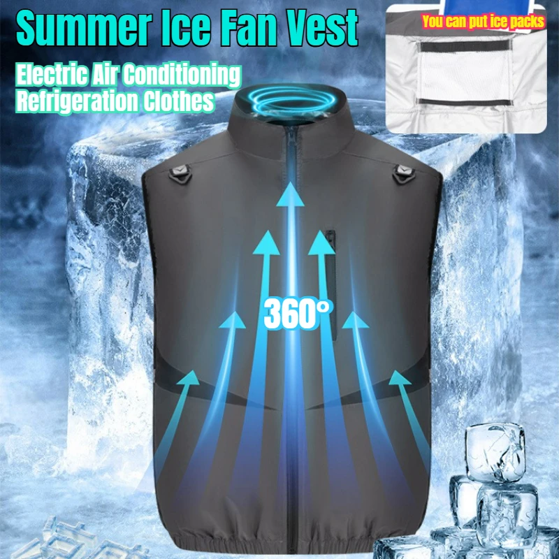 

Outdoor Work Cooling Jacket Men Ice Fan Coat Sets Smart Air Conditioning Clothes Summer Heat Prevention Sleeveless Fishing Vests