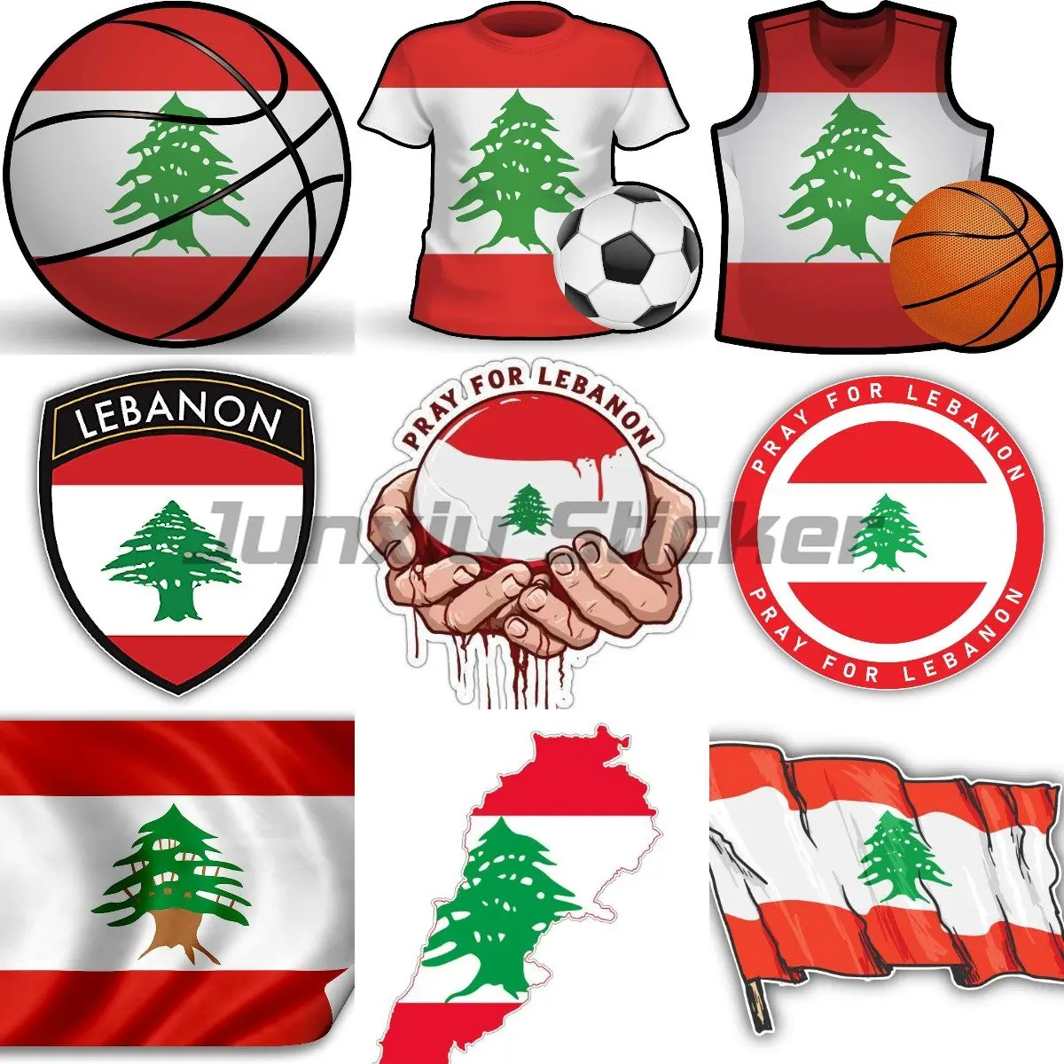 Lebanon Flag Car Bumper Travel Stickers for Laptop Luggage Suitcase Motor Car kayak Motorcycle Bike Sticker