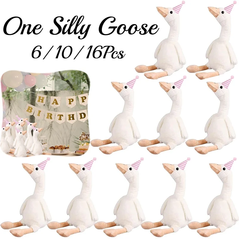 

6/10/16 шт. один глупый гусь декор на день рождения 11,8 дюймов гусь чучела с розовыми/синими шляпами мини-шляпы для дня рождения