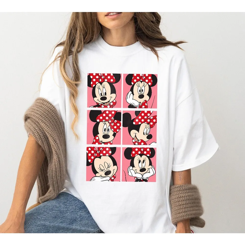 T-shirt carina Disney Minnie Mouse, camicia classica di Topolino e Minnie, camicia coordinata per la famiglia Disneyland, camicia WDW Magic Kingdom