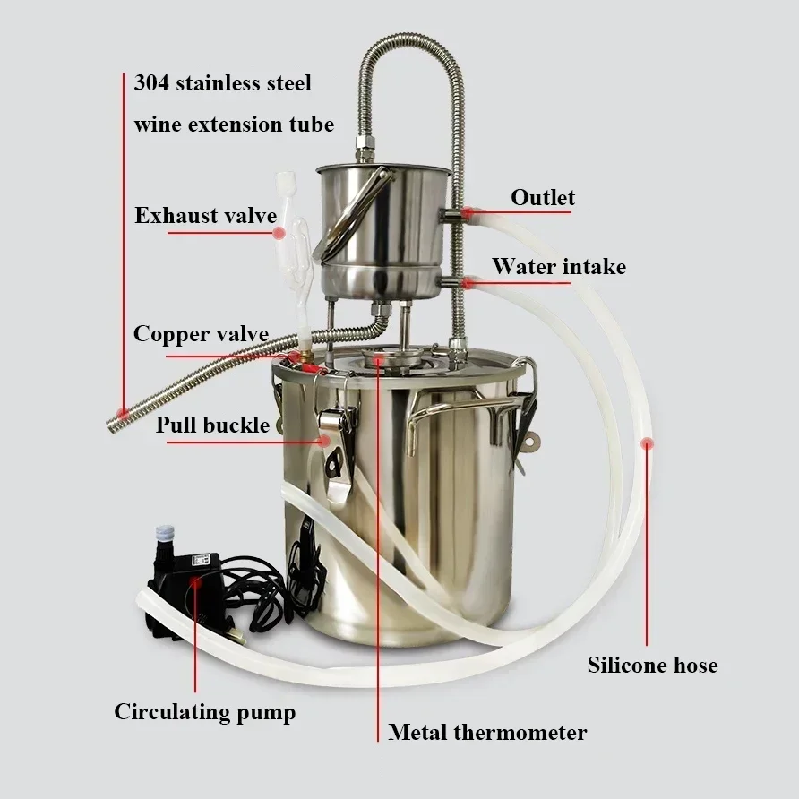 10L/20L Stainless Steel Moonshine Still Alcohol Wine Brandy Whisky Distiller Water Distiller Oil Brewing Pure Dew Kit