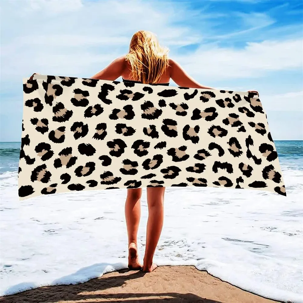 Leopard Print Microfiber Beach Towel Tigers Absorbent Swimming Towel Lightweight Quick Drying Pool Towel Perfect for Men Women
