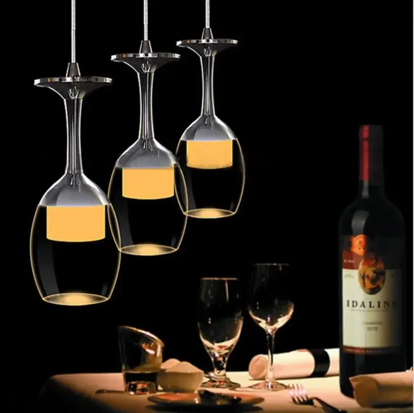 

Modern wine glass pendant lighs for restaurant acrylic pendant lamp 1/3 / 5heads fashion Bar Dining room hanging Light
