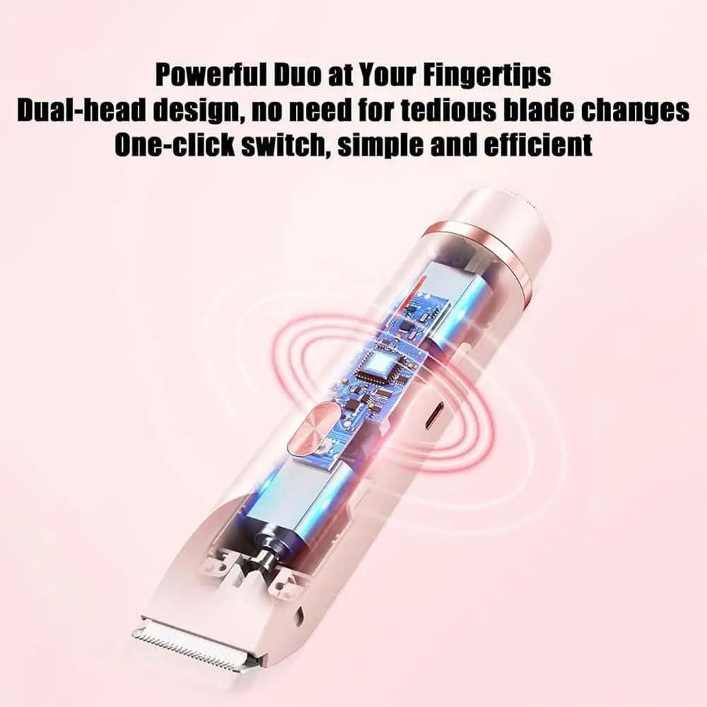 ماكينة حلاقة كهربائية برأس مزدوج للسيدات مقاومة للماء من النوع C قابلة لإعادة الشحن وخالية من الألم لإزالة الشعر للساقين والذراعين والبيكيني تحت الإبطين