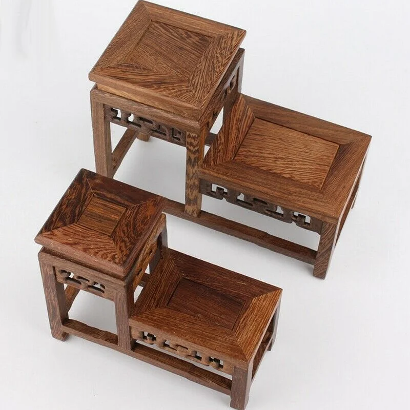 Chiński drewniany stojak na miski na ryby Bonsai czajniczek kamienny wazon stojak na kwiaty podstawa Home Decor