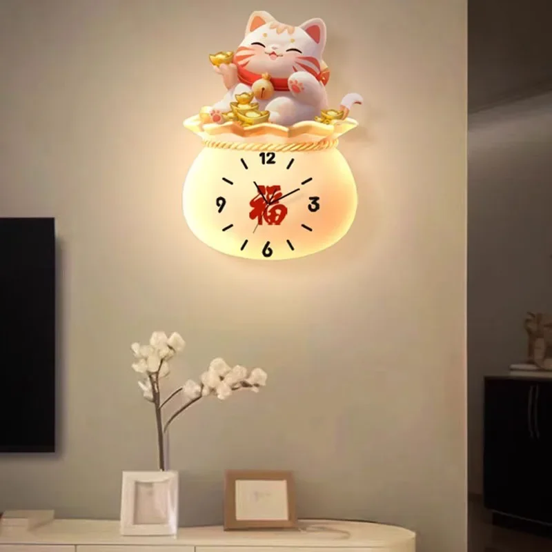 Bedrooms Luminous Wall Watch Xenomorph Cat Pink Design Silent Simple Creative Wall Clocks Aesthetic Reloj Pared Home Decoration