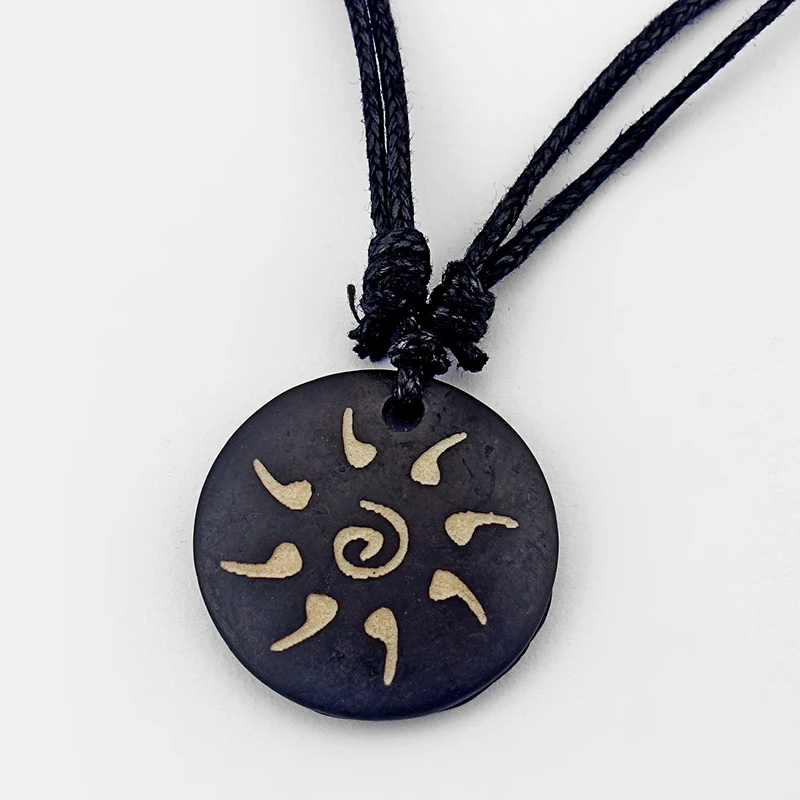 12pcs/lot Tribe Sun Pattern Resin Pendant Necklace Yoga Amulet Lucky Charms Necklace Fashion Trend Jewelry Wholesale