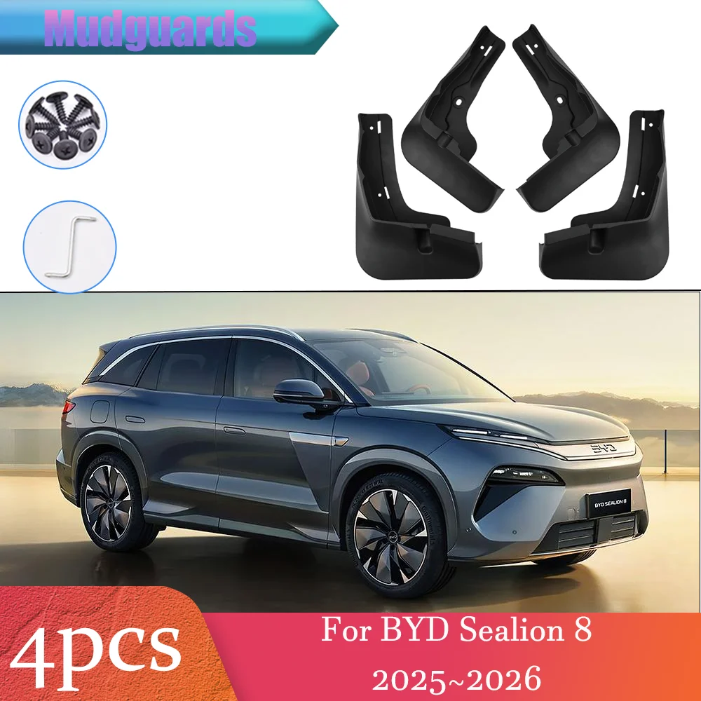 

Для BYD Sealion 8 2025 ~ 2026 автомобильное переднее и заднее колесо, брызговик, брызговик, защита крыльев, детали от брызг, аксессуары для защиты