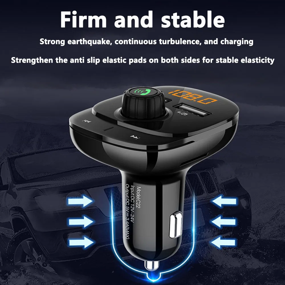 Car Mp3 Player Dual Usb Fast Charger Fm Bluetooth Receiver Bluetooth Compatible 5.0 Fm Transmitter Usb Flash Drive Plug Car Kit