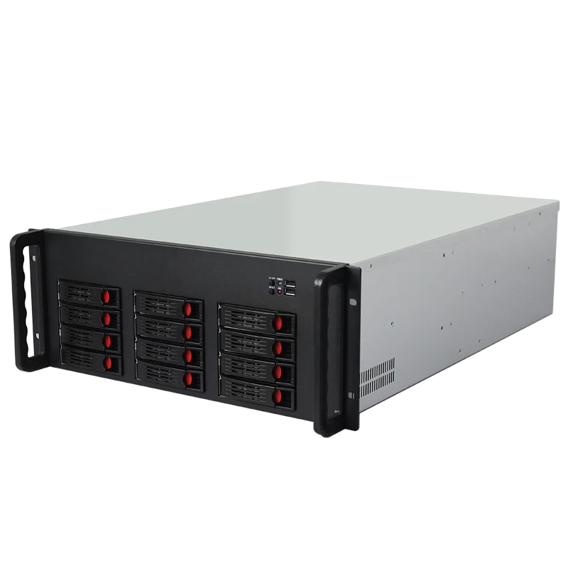 4U Rackmount Server Chassis,12 Hot-Swap Hard Drive Caddies,Support E-ATX Dual CPU Motherboard,Industrial P Storage Host
