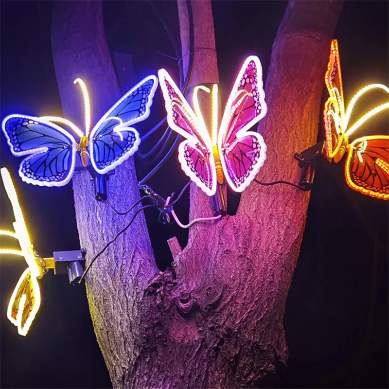 

LED Outdoor Butterfly Lights 40/60CM Simulation Dynamic Static Holiday Party Home Christmas Decorations with Transformer