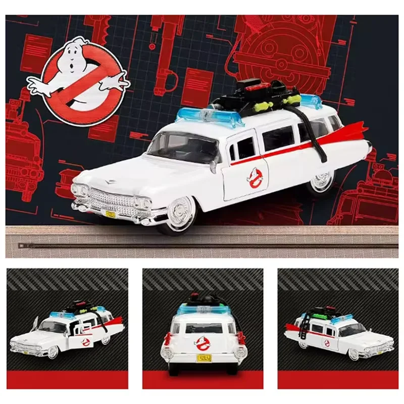 

American Authentic Jada 1:32 Cadi ECTO-1 White Simulation Alloy Car Model Adult Classic Collection Display Gift Souvenir Boy Toy