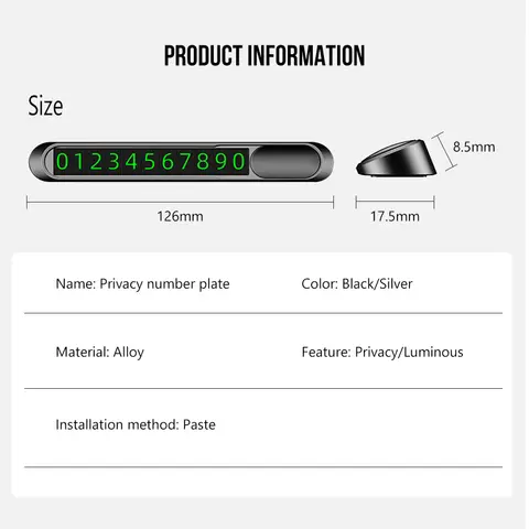 Hidden Car Styling Temporary Parking Card Plate Telephone Number Metal Alloy Texture Auto Phone Number Card Card Car Sticker 10 best sales car number - №3