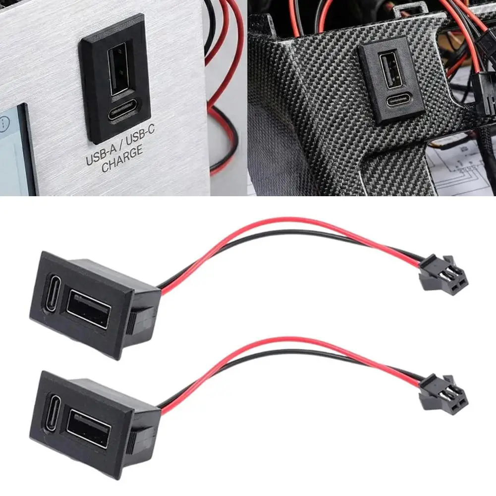 Dual Port USB Type C Charging Cable Snap On Flat Flush Mount Charger Socket For Desk Lamp Desktop Table Furniture Power Outlet