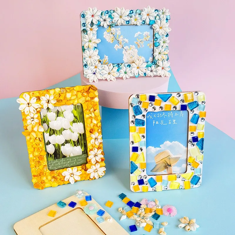 Handmade Photo Frames Children's Parent-child DIY Holiday Gifts Mosaic Making Room Desktop Decoration Home Decor