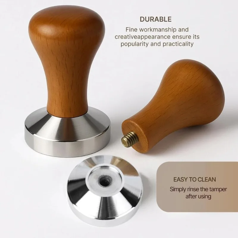 

Coffee press, powder hammer, beech wood handle, stainless steel powder hammer, 58mm espresso machine