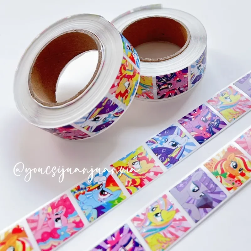 500pcs/roll My Little Pony Sticker for Kids Envelope Sealing Sticker Cartoon Paper Tape Stationery Suppliers Birthday DIY Gift