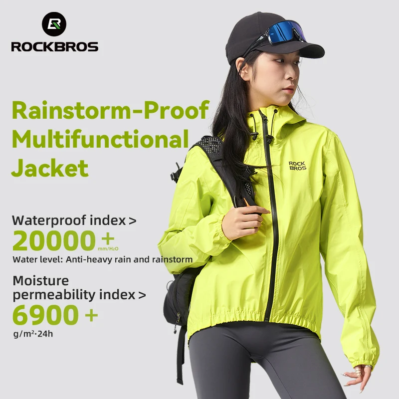 

ROCKBROS Cycling Raincoat Lightweight Breathable Waterproof Jacket Hooded Coat Outdoor Sports Hiking Fishing Cycling Clothing