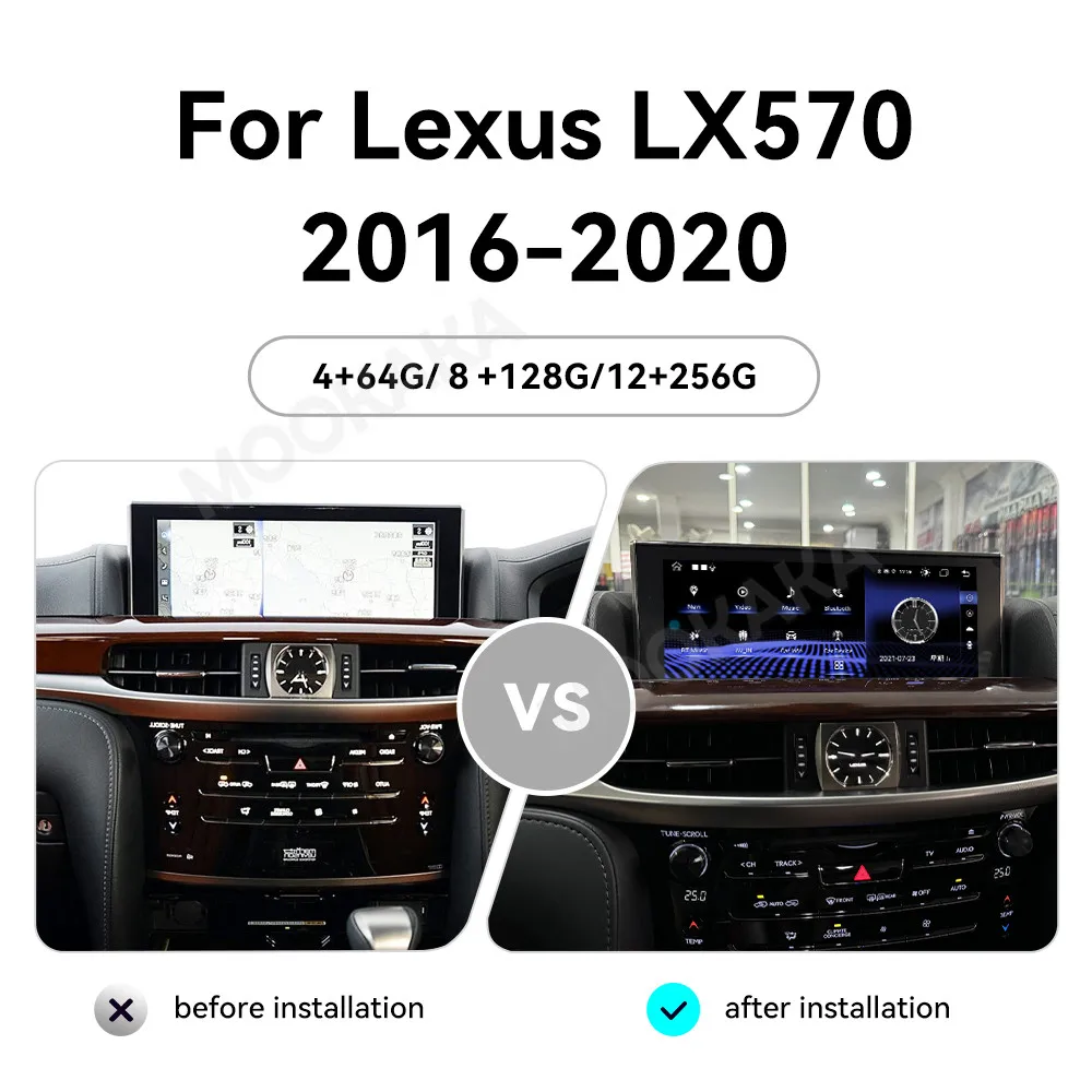 For Lexus LX570 2015 - 2021 Car Radio Multimedia Player Wireless Carplay Android Auto Autoradio Stereo GPS Navi Head Unit WiFi