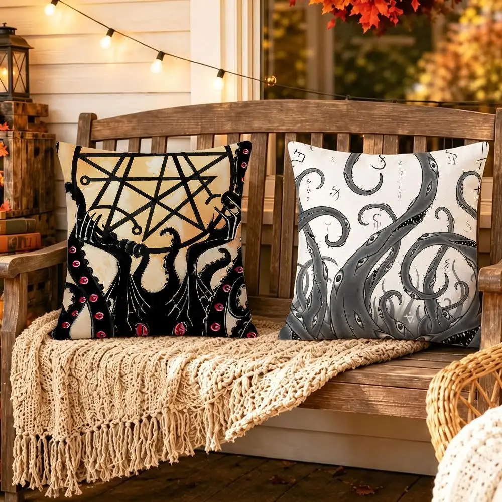 Creature Shoggoth Cushion Cover Pillow Short Plush Scary Creepy Cushion for Living Room Sofa Halloween Holiday Gift