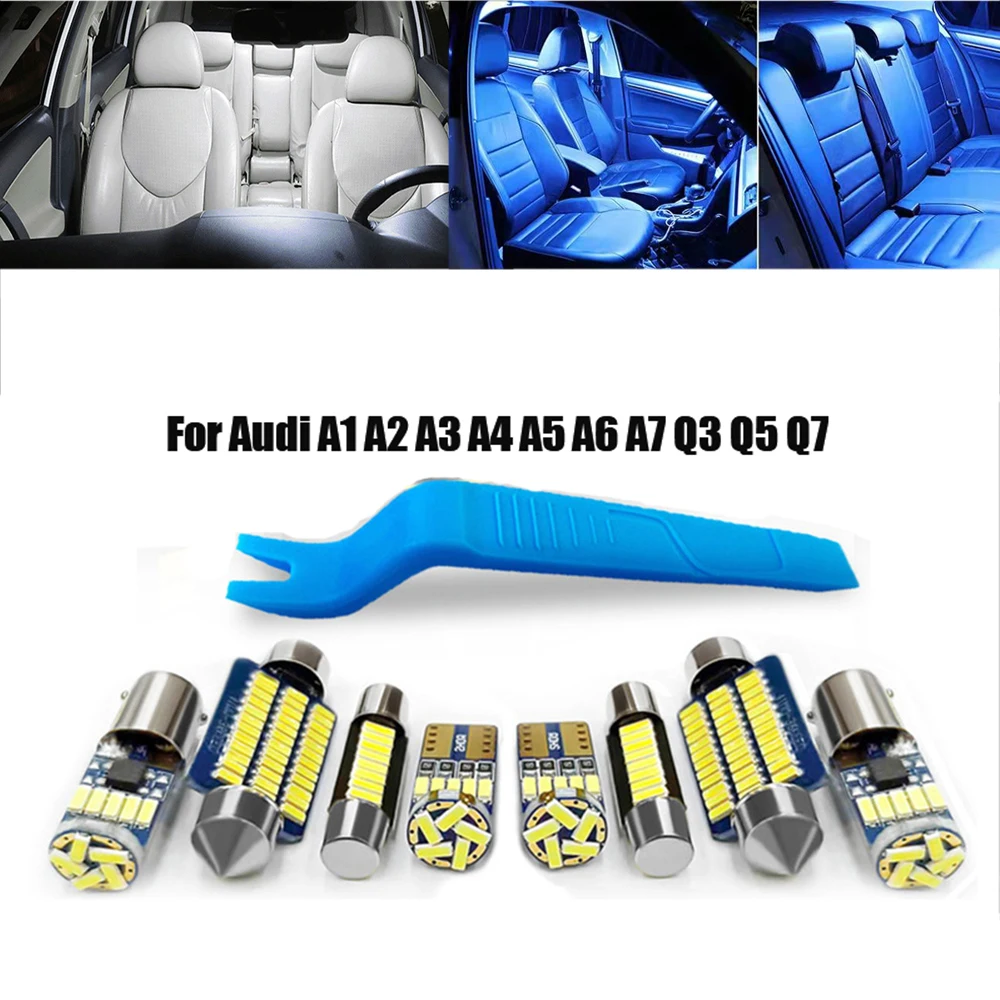 Interior Canbus LED Lights Kit Package Fit For Audi A3 8P 8V 8L A4 B5 B6 B7 B8 A5 8T A6 C5 C6 C7 A7 A8 D2 D3 A1 8X A2 Q3 Q5 Q7