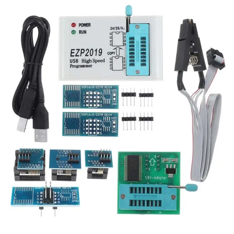 

EZP2019 High Speed USB SPI Programmer Support 24 25 93 Series Chips EEPROM 25 BIOS Chip with 8 Socket