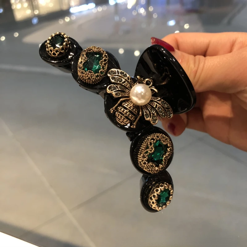 Retro Rhinestone Pearl Bee pazury do włosów dla kobiet moda eleganckie spinki do włosów nakrycia głowy nakrycia głowy dziewczęce akcesoria do włosów