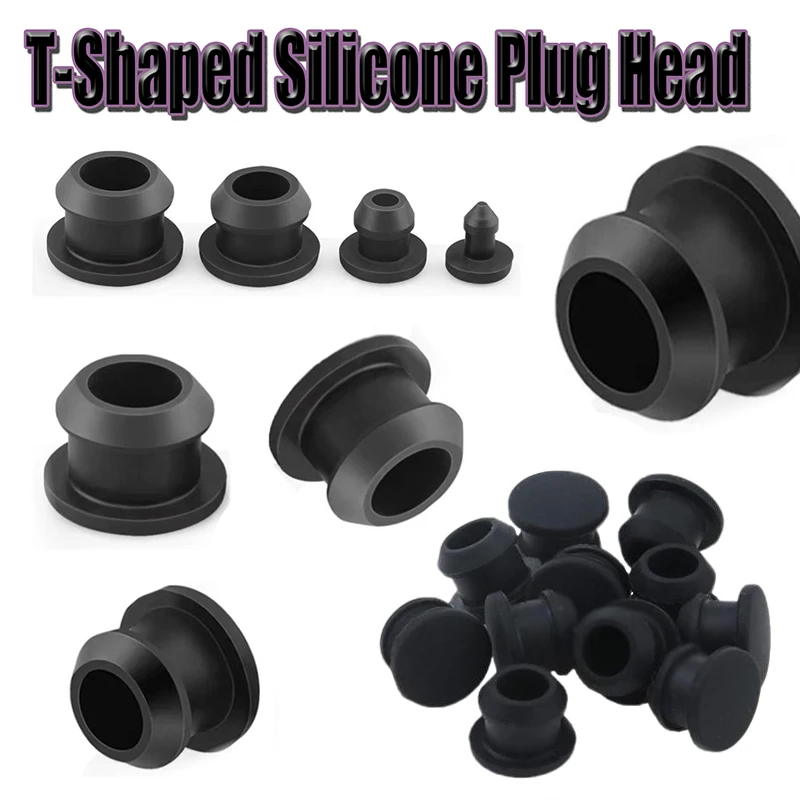 5~20Pcs 2.5-15mm Black Conical Snap-on Silicone Rubber T Type Plug Blanking End Caps Tube Inserts Bung Proof High Temperature