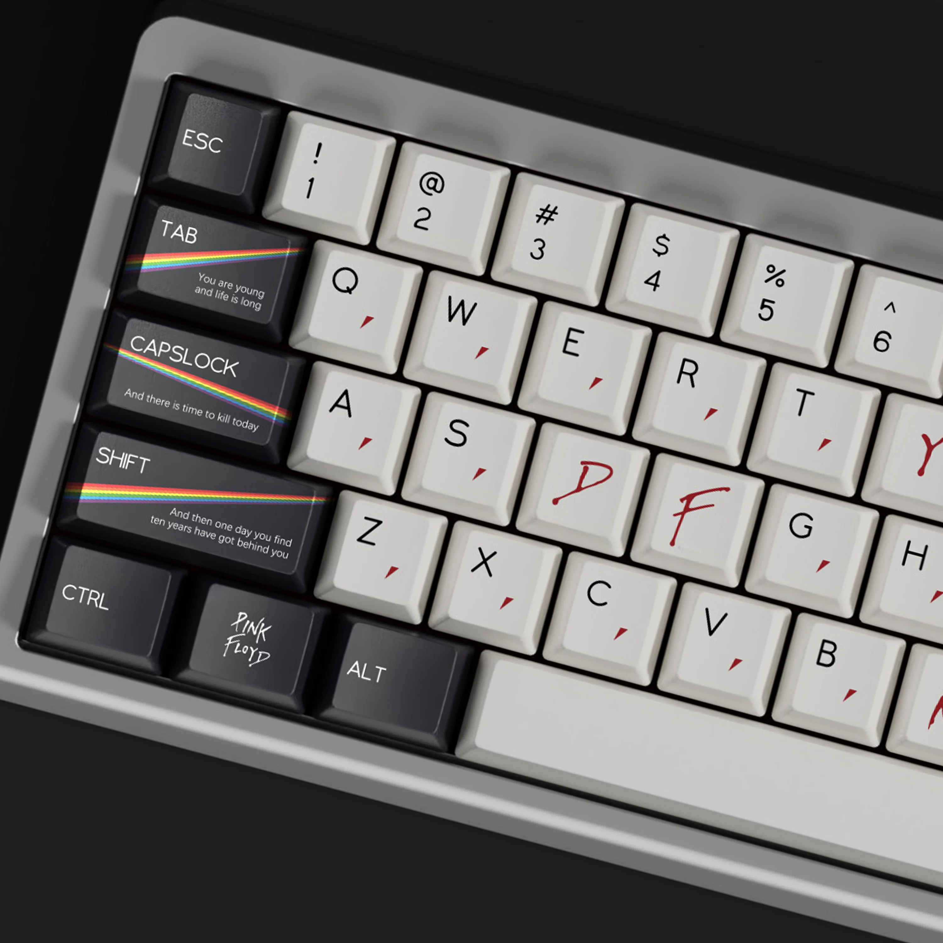 Um conjunto completo de teclas de teclado mecânico personalizadas Pink Floyd Dye-Sub Chreey Pbt, incluindo 7U compatível com ALICE