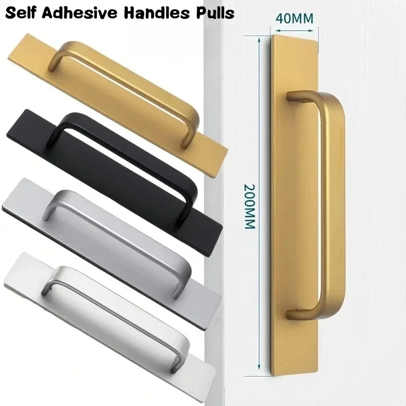 سبائك الألومنيوم درج دفع مقابض سحب 1 قطعة مقبض كابينة ذاتية اللصق مساعد لا عصا الحفر على مقبض لخزانة المطبخ