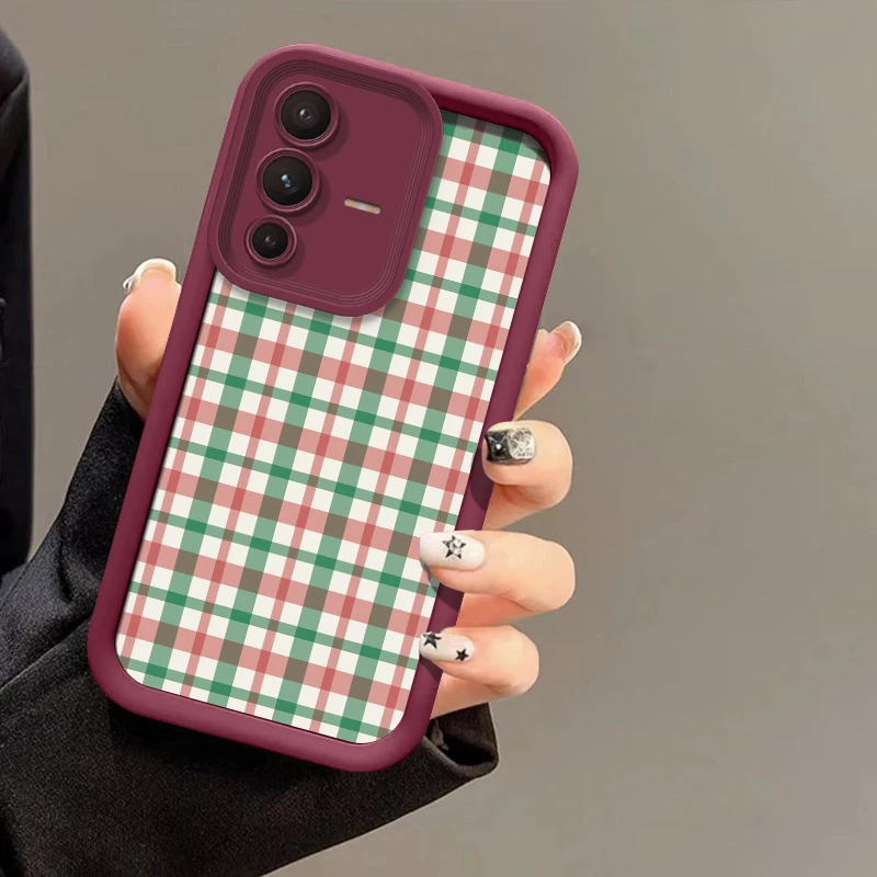 Силиконовый чехол из ТПУ для Vivo V60 V50 V40 Pro V23E V20 Pro V21 V30 SE V29 V27E V25 с сетчатым узором, противоударный защитный чехол