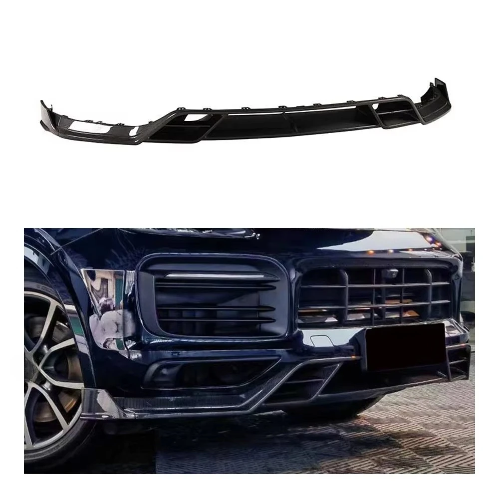 Manufactory New Dry Carbon Fiber Bodykit Front Bumper Diffuser Lip Spoiler Splitter for Porsche Cayenne Coupe 2018-2023