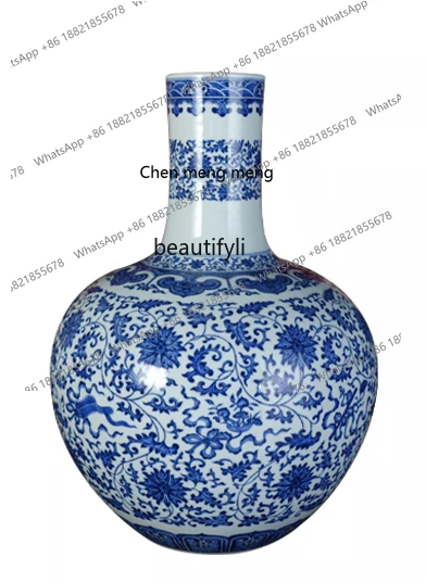 

X Jingdezhen Ningfeng kiln imitation Qing Dynasty blue and white lotus pattern celestial vase decorative ornaments