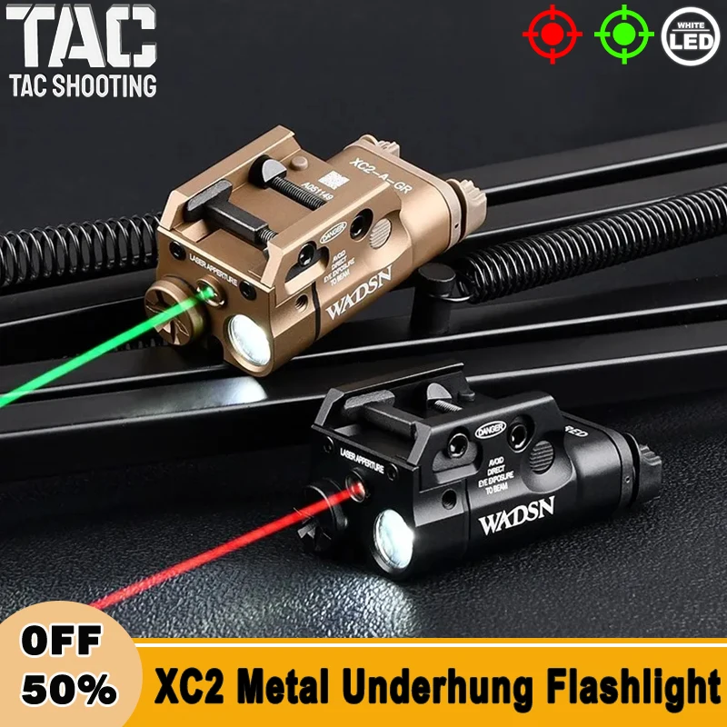 

Tactical XC2 Outdoor Hunting Airsoft Hanging Weapon LED Scout Light Red Green Dot Laser Aiming Flashlight Suitable For 20mm Rail