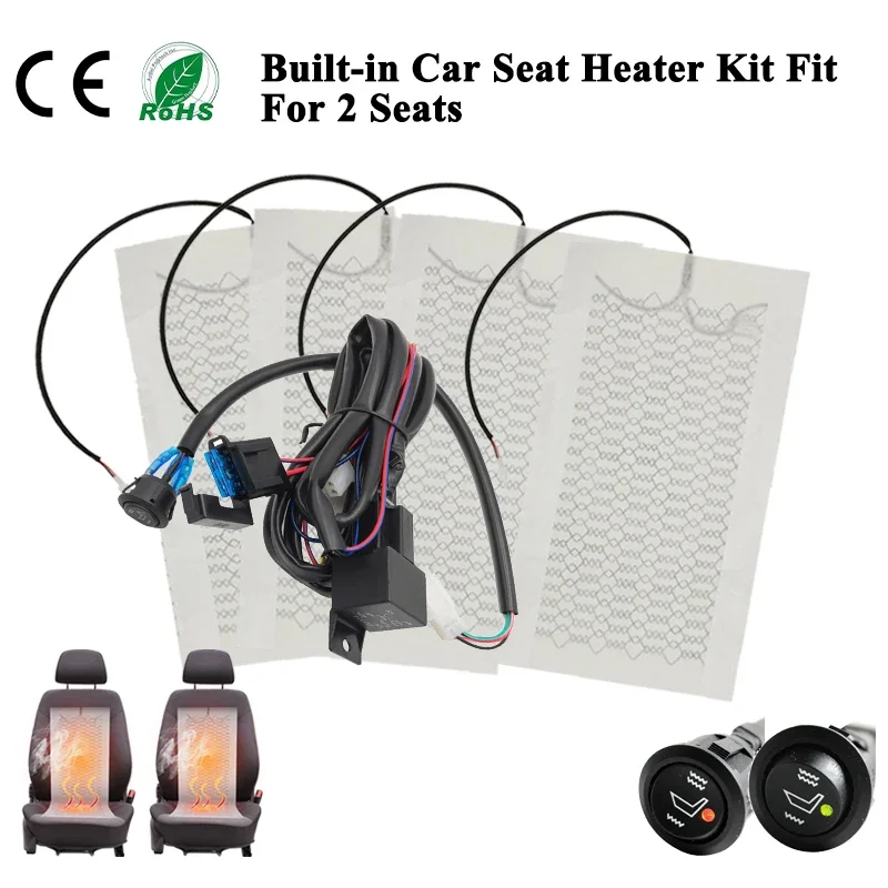 

Новый комплект встроенного подогревателя автомобильного сиденья, подходит для 2 сидений 12 в 27 Вт, нагревательные колодки, круглые, Высокий/низкий уровень, система двойного переключателя управления для автомобильных сидений