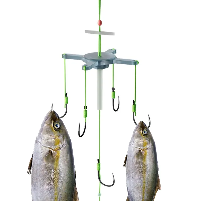 High Carbon Steel Explosion 6 Hooks Fishing Lure Bait Silver Carp Trap Feeder Cage Sharp Fishing Hook with Line Pressing Board - view 2