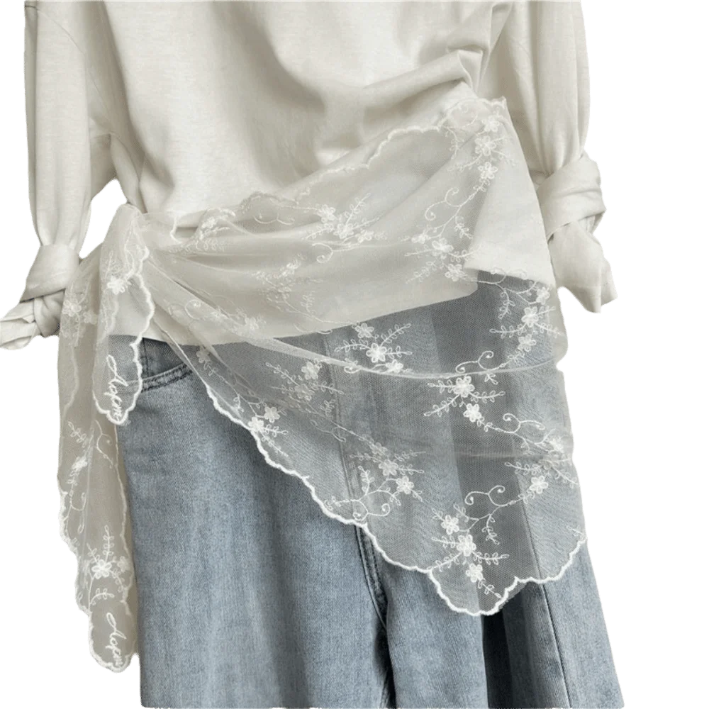 Fashion Floral Embroidery Women's Lace Belt Versatile Korean Version Triangle Scarf Waist Seal Women's Pants Waist Decorative