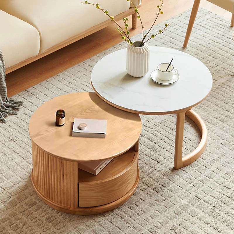 Italian Vintage Coffee Tables Premium Textured Unique Round Coffee Tables Cute Design Meubles De Maison Living Room Furniture