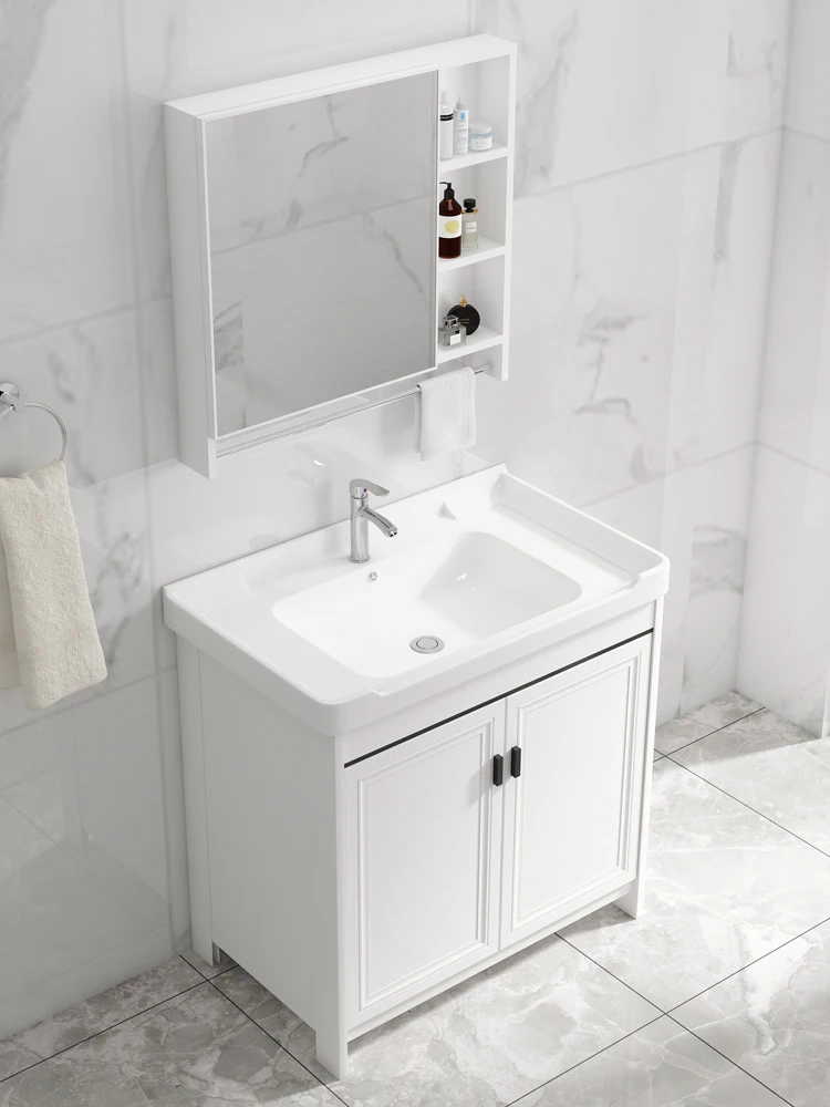 Space aluminum floor standing bathroom cabinet wash basin cabinet combination